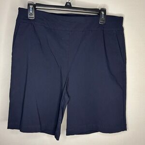Talbots Navy Blue Pull‎ On Stretch Bermuda Shorts Women 12 Casual Travel Preppy